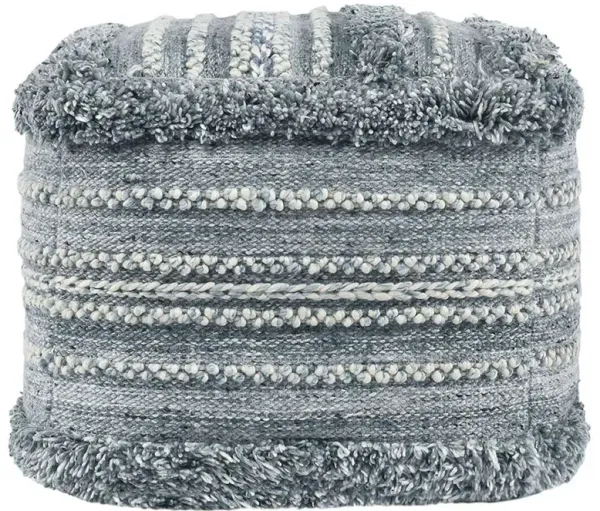 Aaron Coastal Beach Blue Textured Detail Performance Square Pouf