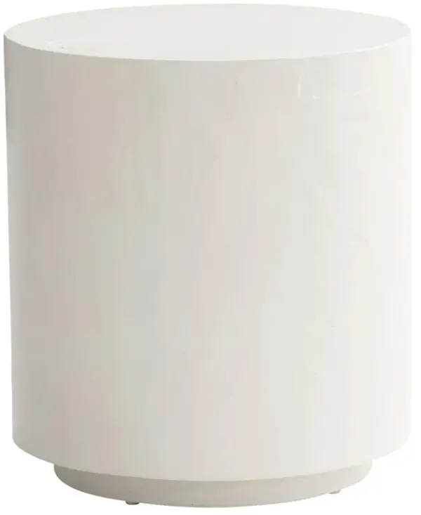 Torin Coastal Beach White Concrete Drum Outdoor Side Table