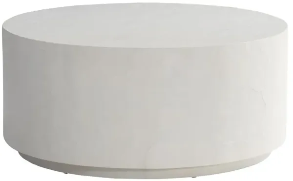 Torin Coastal Beach White Concrete Drum Outdoor Coffee Table