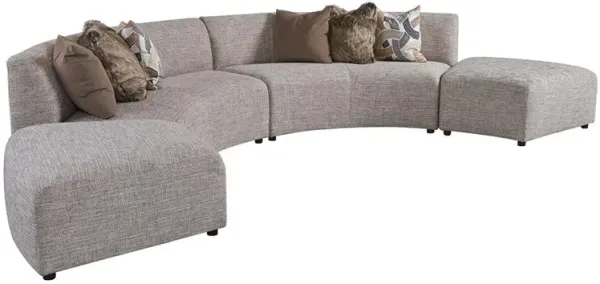 Alston Mid Century Brown Upholstered Curved Sectional - 159.5"Wx80"D