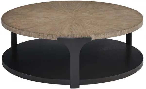 Kenya Modern Classic Brown Oak Wood 2 Tier Round Coffee Table