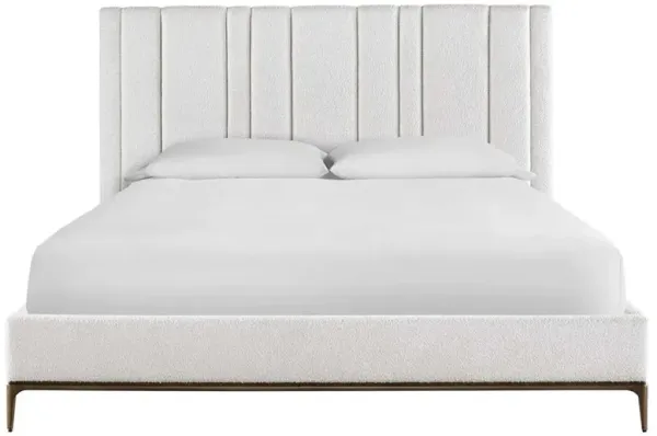 Ellie Modern Classic White Upholstered Bronze Metal Frame Tufted Bed - King