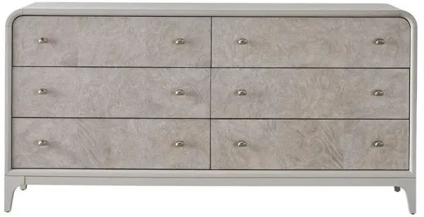 Tristan Modern Classic Light Grey Burl Wood Double Dresser