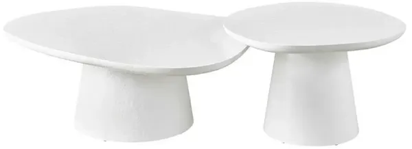 Tyler Modern Classic White Plaster Oval Nesting Coffee Table - Set of 2