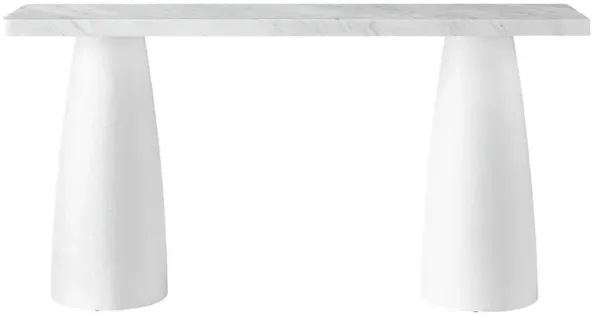 Tyler Modern Classic White Marble Plaster Rectangular Console Table