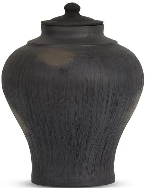 Claire Mid Century Modern Black Clay Decorative Bud Table Vase