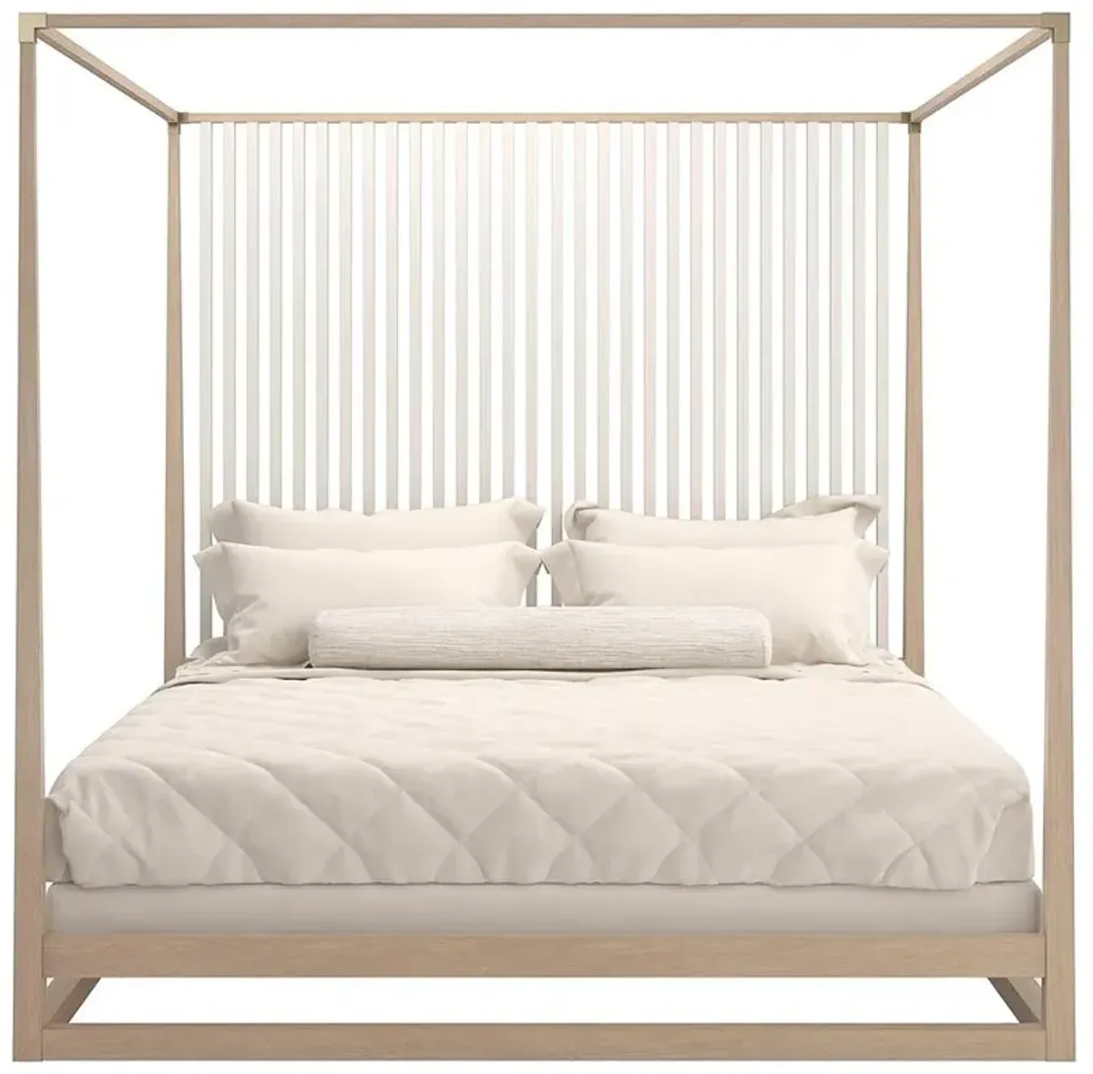 Lucius Rustic Lodge Brown Oak Wood Canopy Bed - King