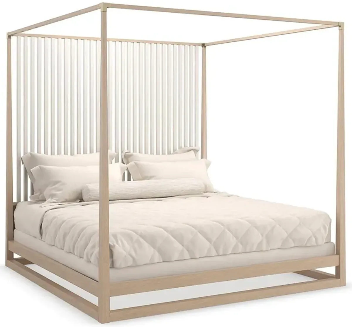 Lucius Rustic Lodge Brown Oak Wood Canopy Bed - Queen