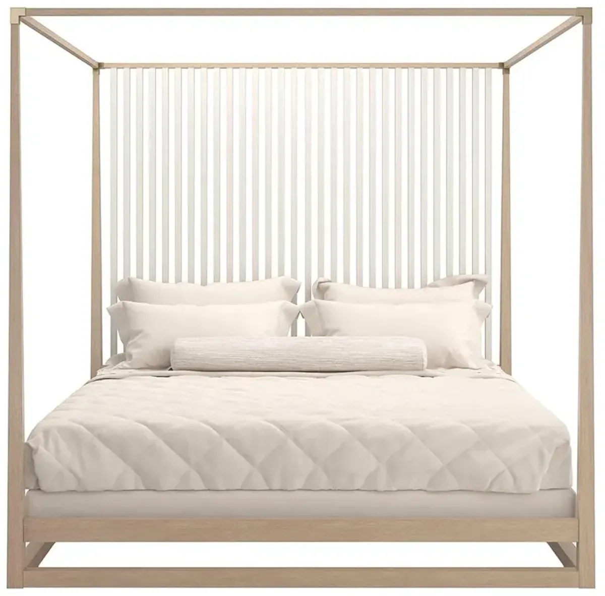 Lucius Rustic Lodge Brown Oak Wood Canopy Bed - Queen