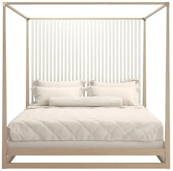 Lucius Rustic Lodge Brown Oak Wood Canopy Bed - Queen