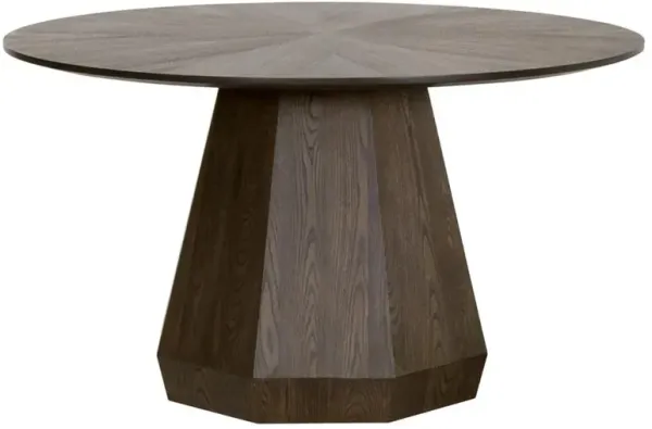 Courtney Rustic Lodge Brown Wood Round Pedestal Dining Table - Large - 54"W