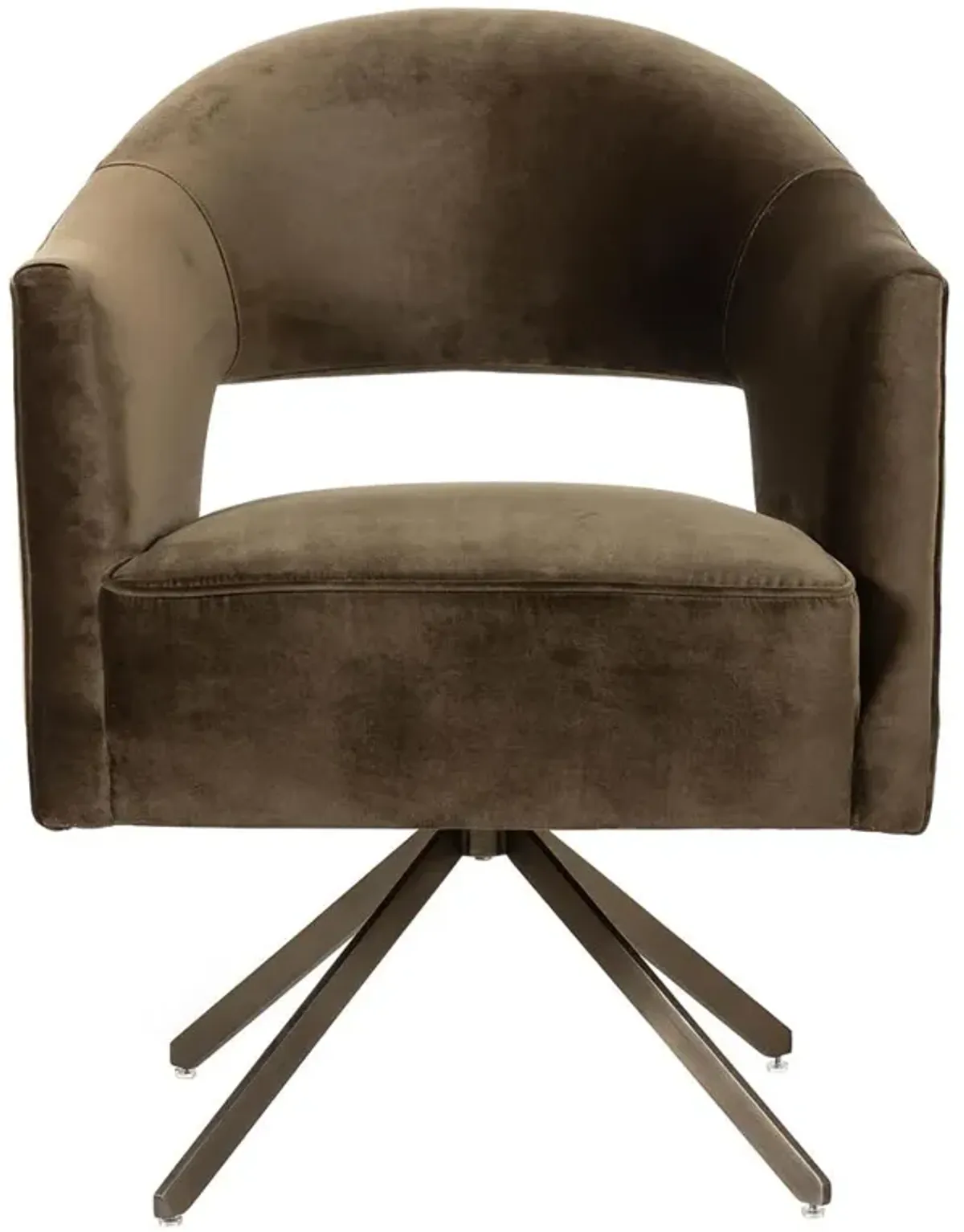 Alexis Modern Classic Olive Green Upholstered Brushed Grey Swivel Desk Chair