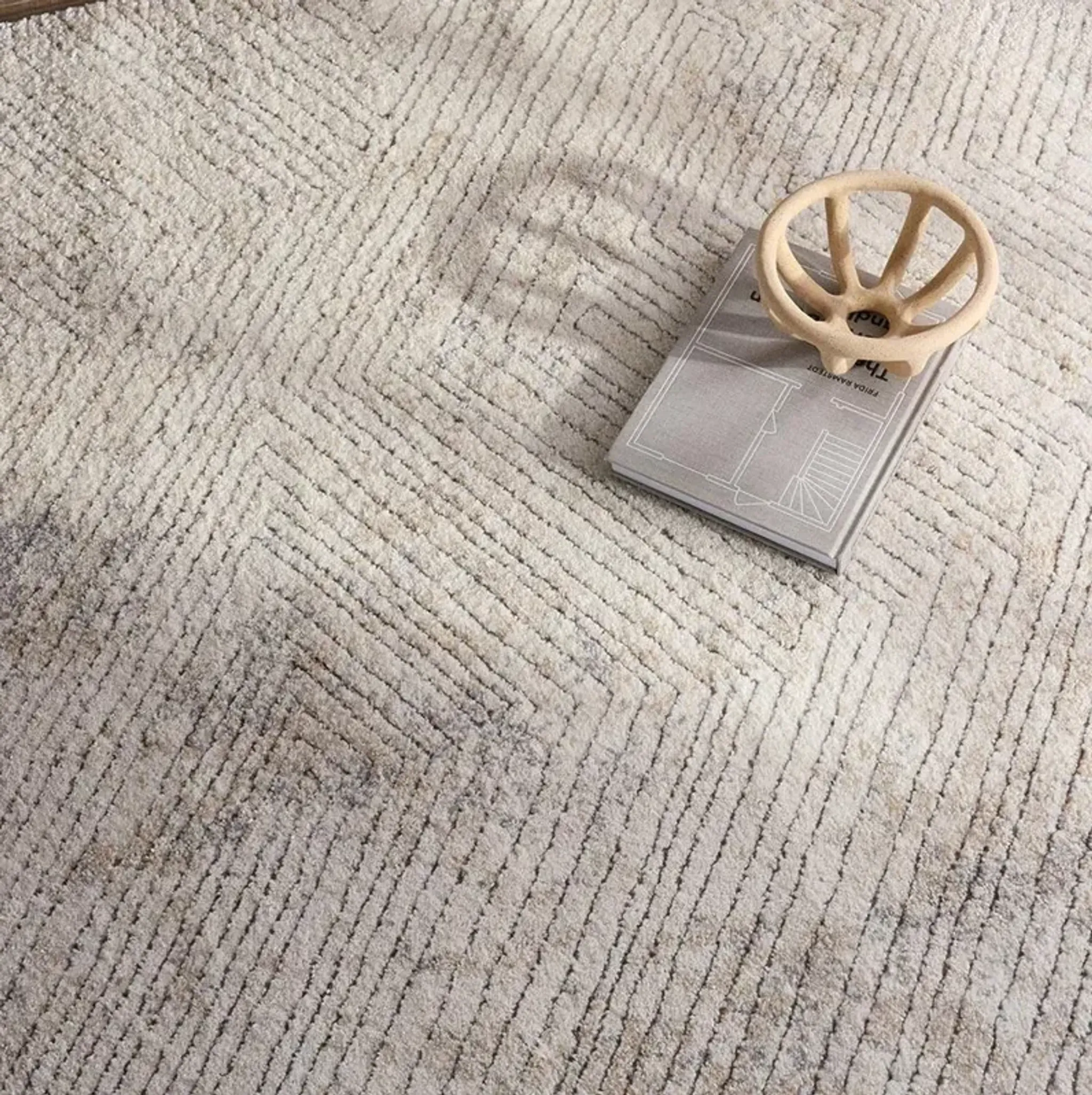 Helena Modern Classic Cream Geometric Patterned Rug 5x76 Kathy Kuo Home ...