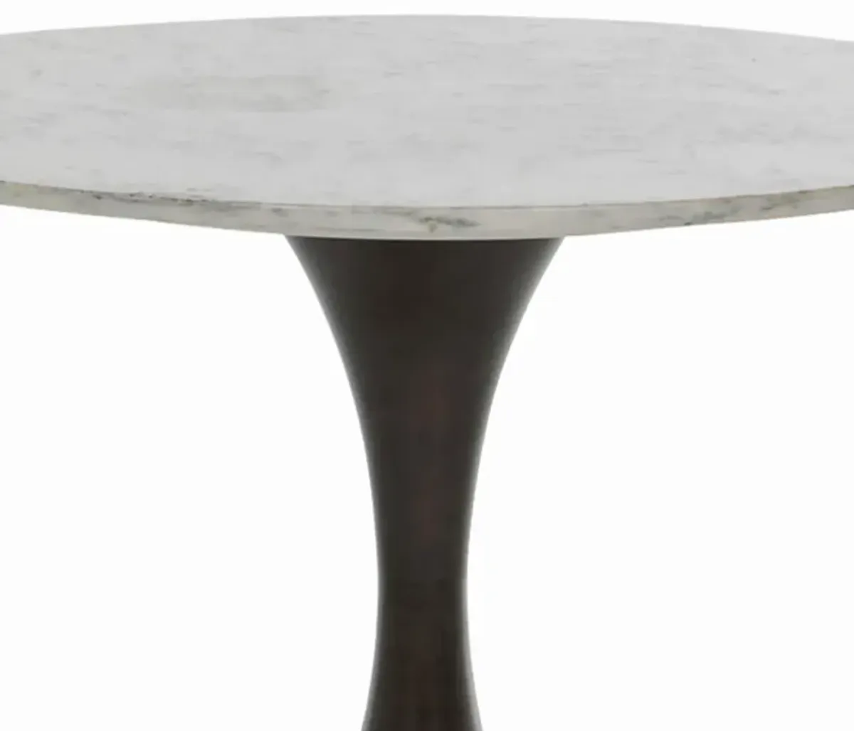Cortez Modern Classic White Marble Brown Metal Round Dining Table - 48"W