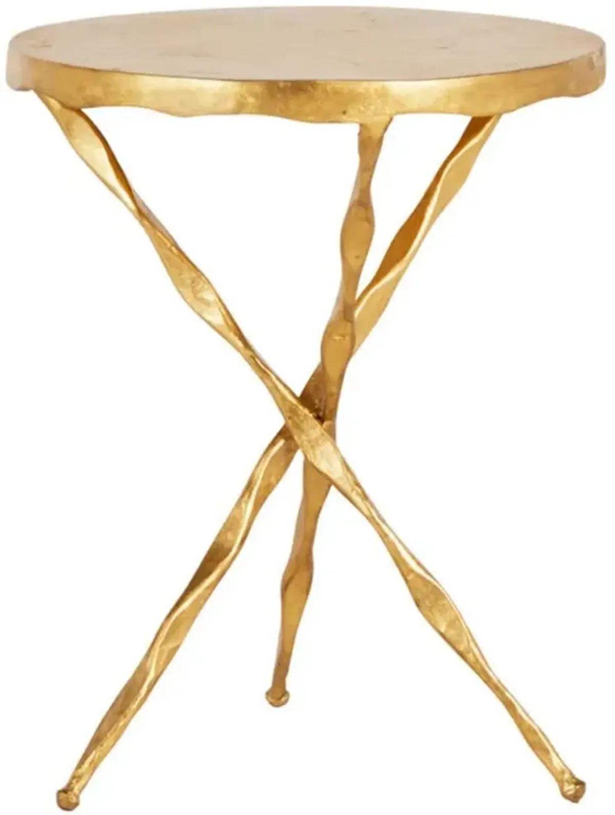 Edgar Hollywood Regency Gold Leaf Iron Round Side Table