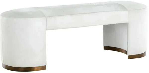Lucius Modern Classic White Hair On Hide Antique Brass Oval Bench
