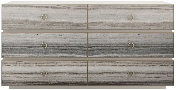 Solen Modern Almond Milk Wood Grey Sandstone Double Dresser