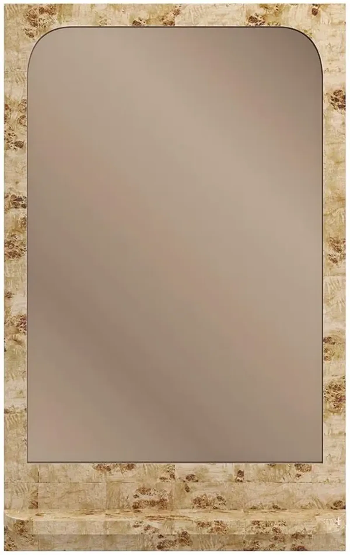 Fiorenne Modern Classic Brown Burl Wood Frame Wall Mirror