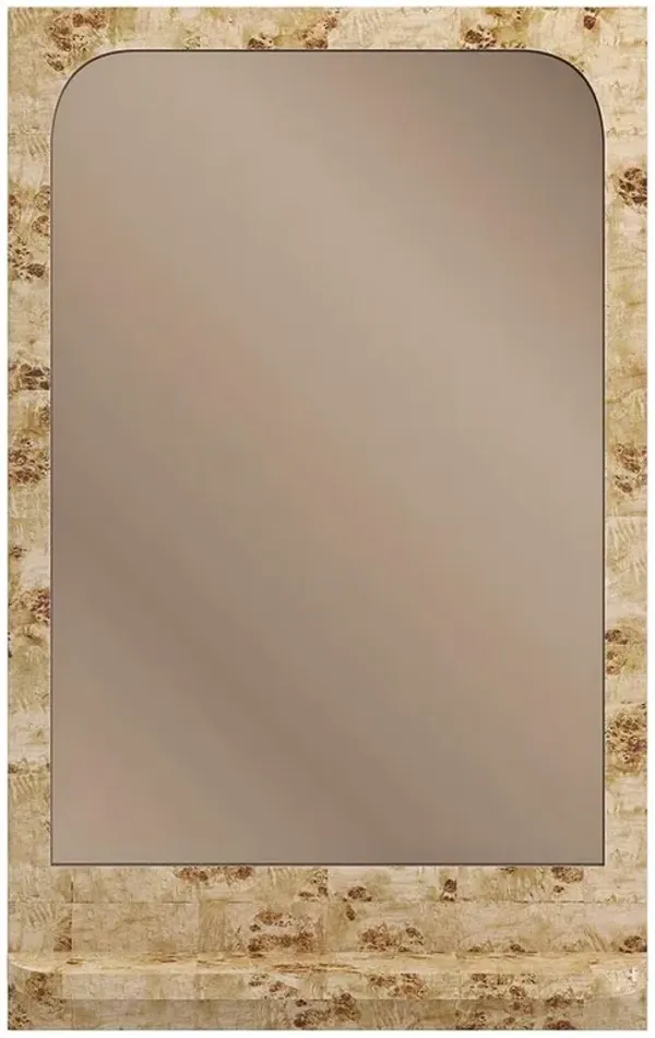 Fiorenne Modern Classic Brown Burl Wood Frame Wall Mirror