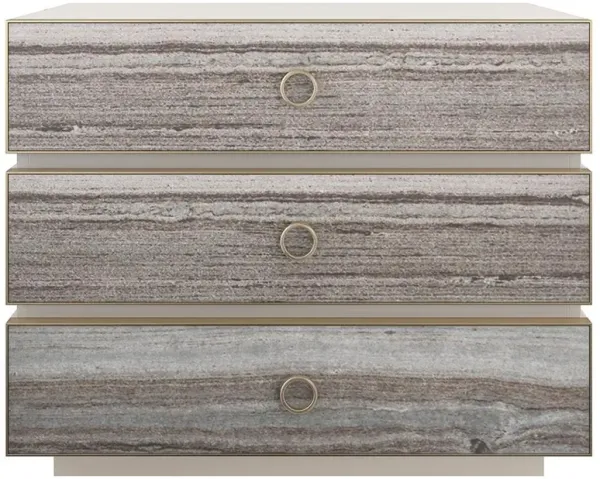 Solen Modern Almond Milk Wood Grey Sandstone 6 Drawer Nightstand
