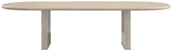 Beverly Brown Oak Grey Travertine Extendable Dining Table - 94-120"W