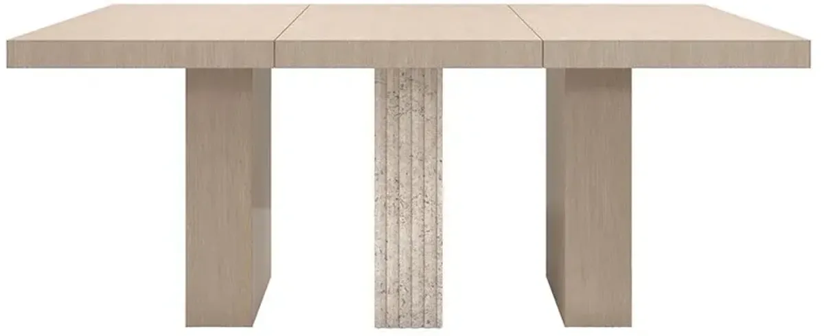 Abrielle Modern Classic Oak Travertine Extendable Dining Table - 48-96"W