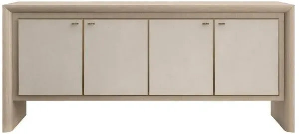 Abrielle Modern Beige Vinyl Brown Oak Credenza