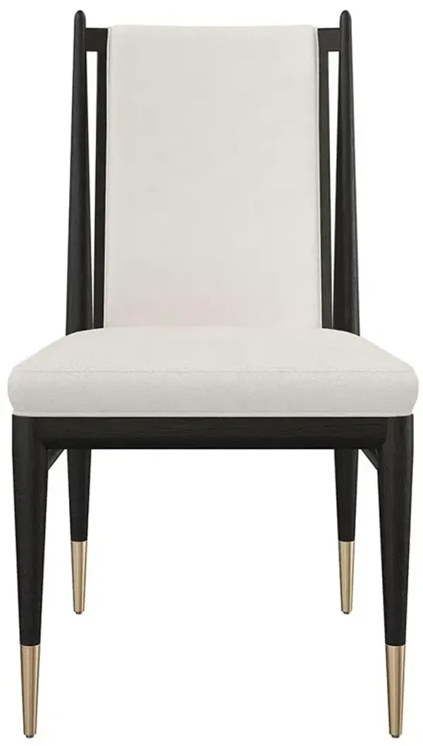 Abrielle Modern Classic White Boucle Dark Oak Dining Side Chair
