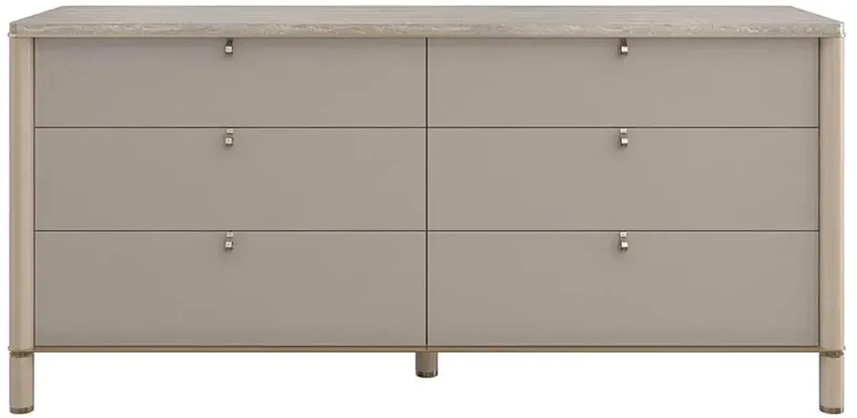 Brixton Grey Stone Brown Wood Vinyl Wrapped Double Dresser