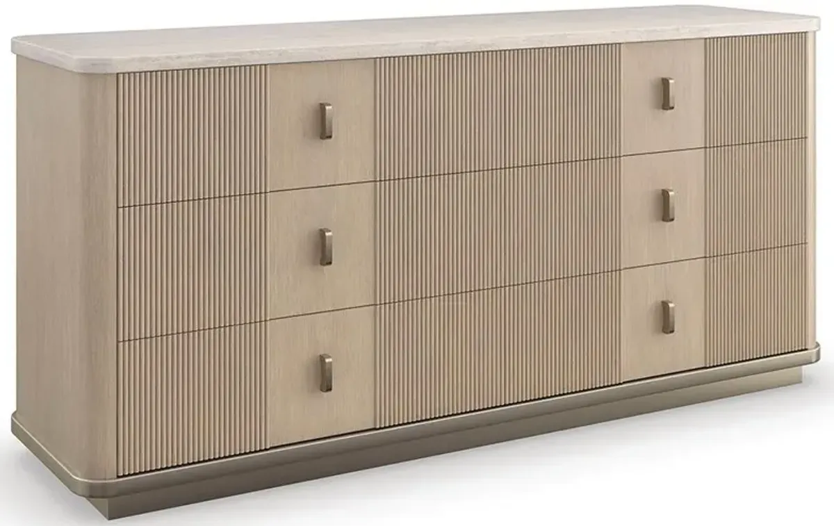 Adalyn Modern Classic Travertine Beige Wood Double Dresser