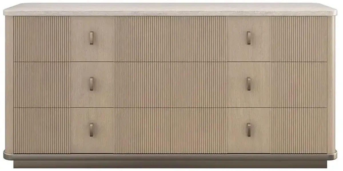 Adalyn Modern Classic Travertine Beige Wood Double Dresser