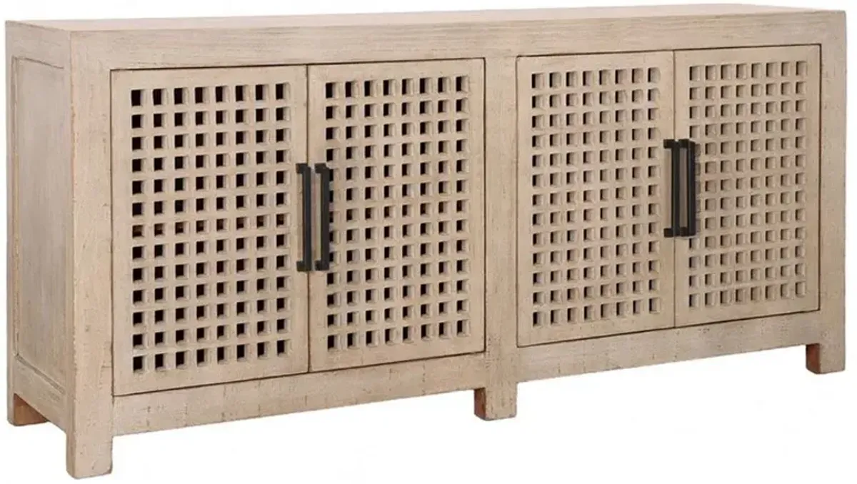 Lovenya Coastal Beach Light Brown Reclaimed Pine Wood Sideboard