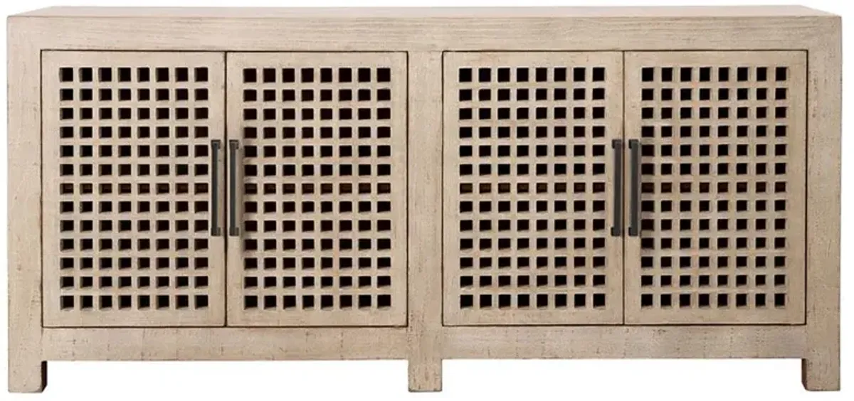 Lovenya Coastal Beach Light Brown Reclaimed Pine Wood Sideboard