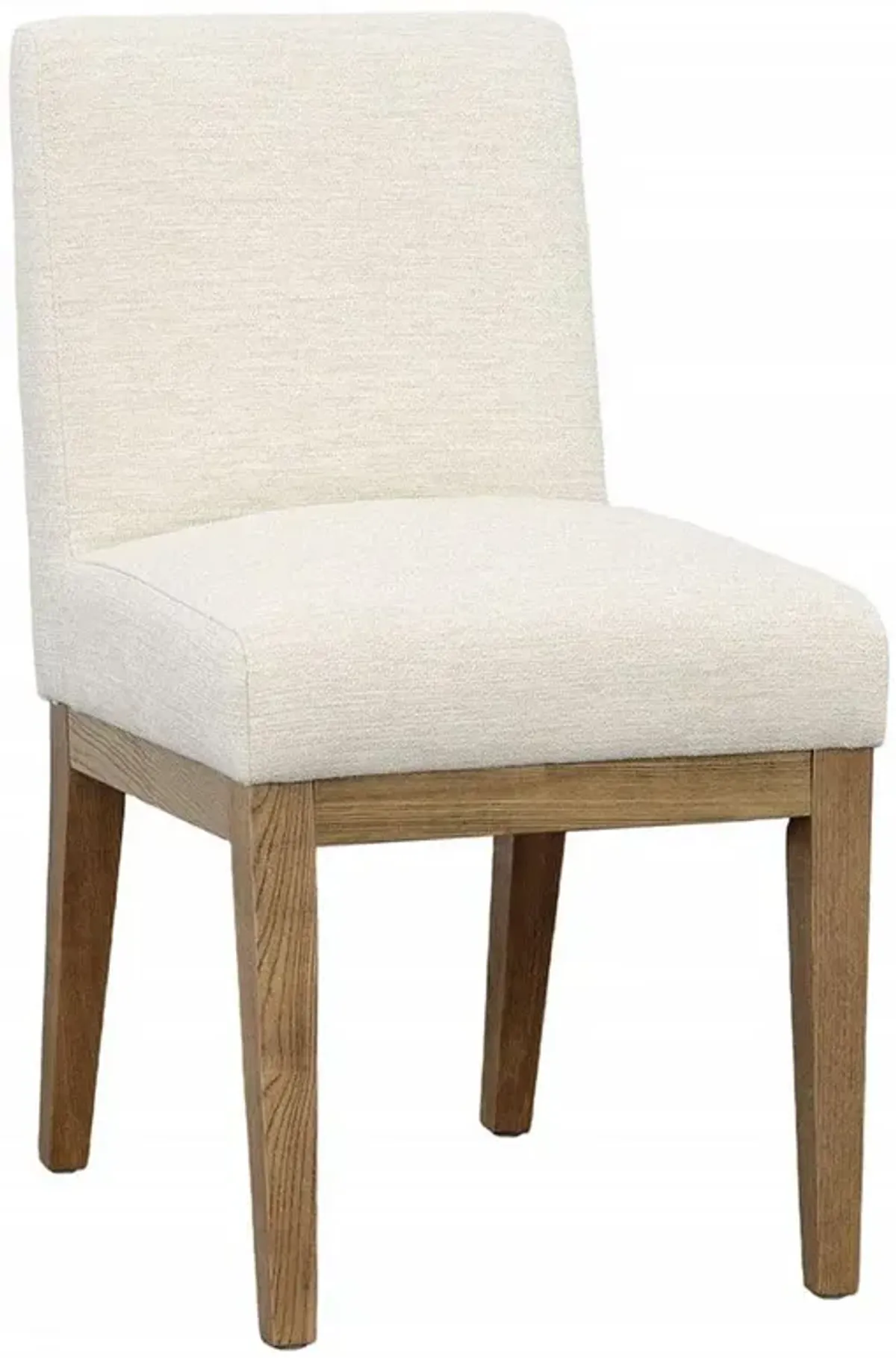 William Modern Classic Cream Upholstered Natural Wood Dining Chair