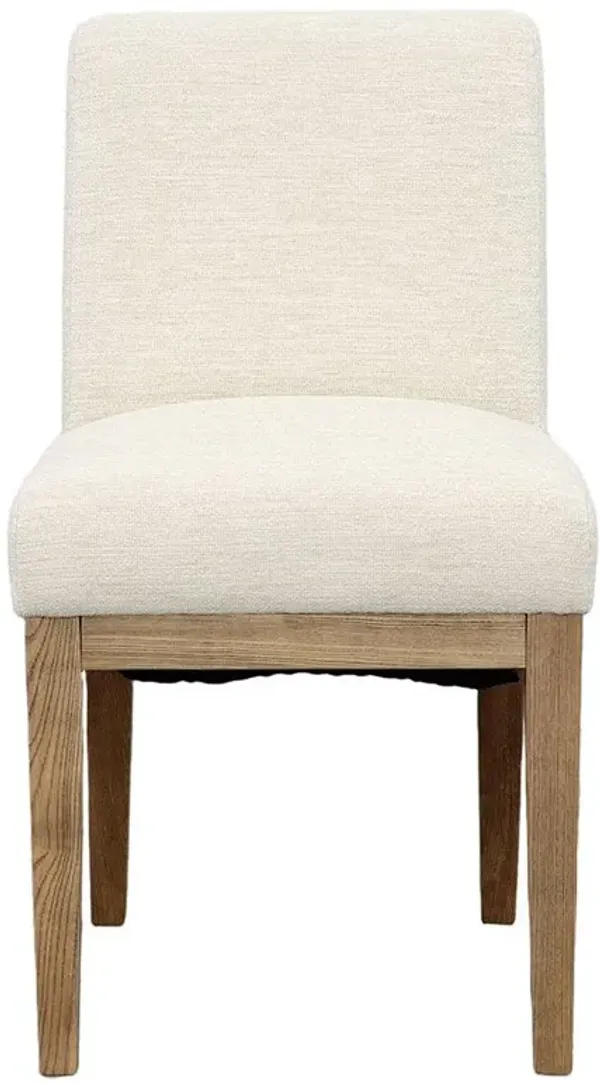 William Modern Classic Cream Upholstered Natural Wood Dining Chair