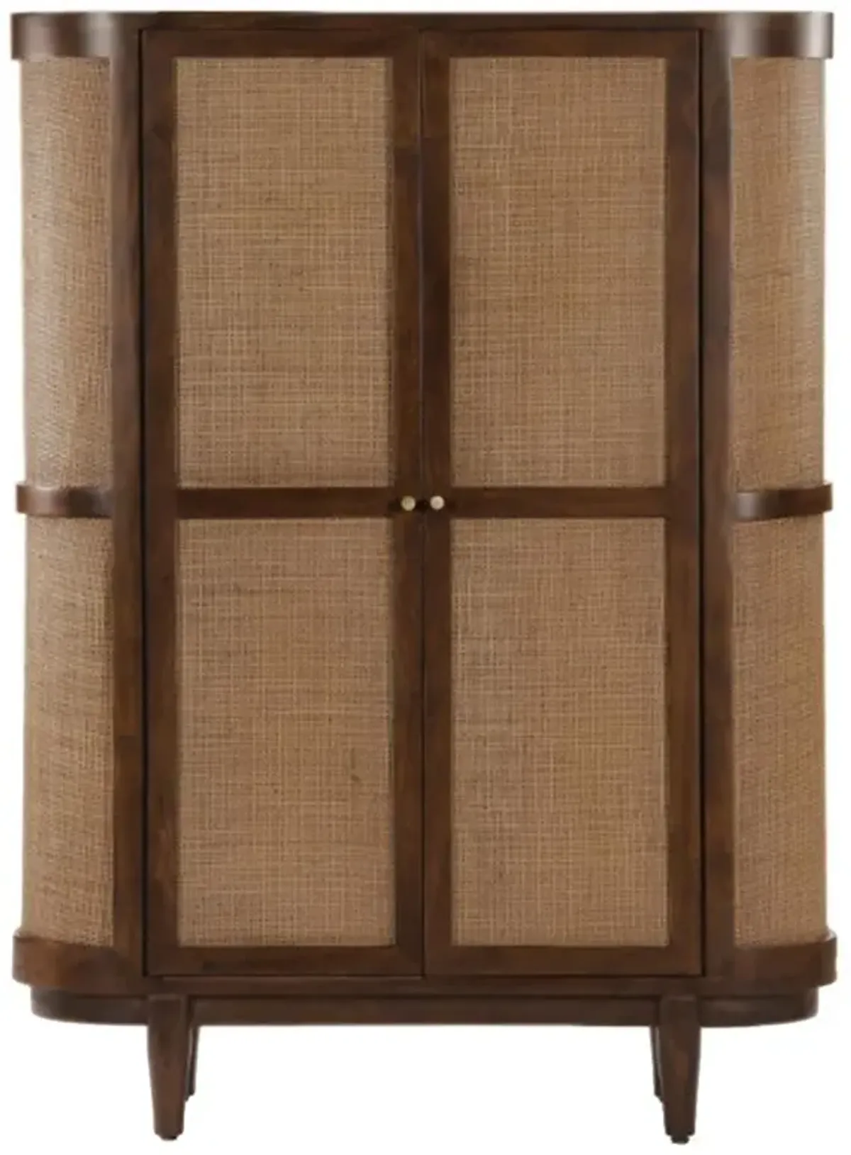 Daphne Mid Century Dark Acacia Wood Woven Cane Rattan Bookcase