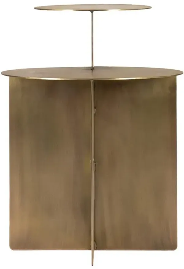 Lunar Industrial Loft Aged Brass Round Side Table