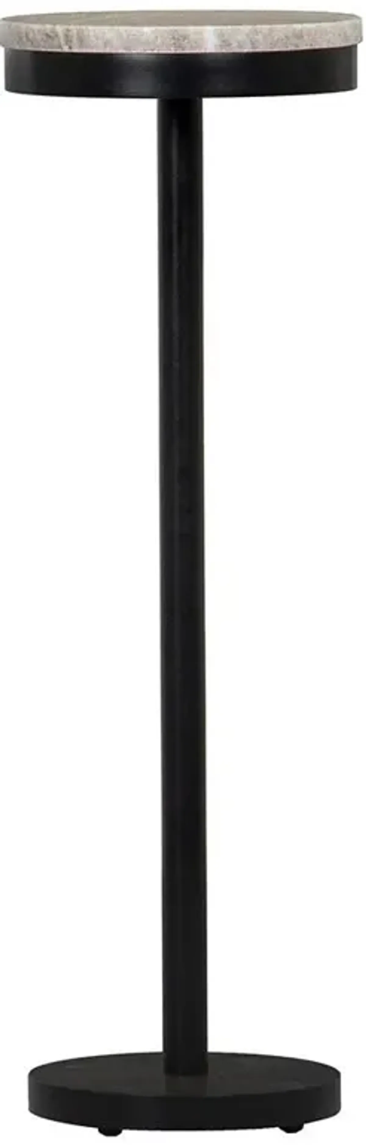 Freya Industrial Loft Cream Marble Black Steel Drink Side Table