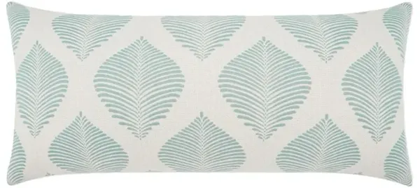 Blake Light Blue Leaf Print Decorative Indoor Outdoor Lumbar Pillow - 12x24