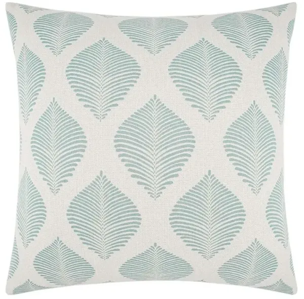 Blake Light Blue Leaf Print Decorative Indoor Outdoor Throw Pillow - 22x22