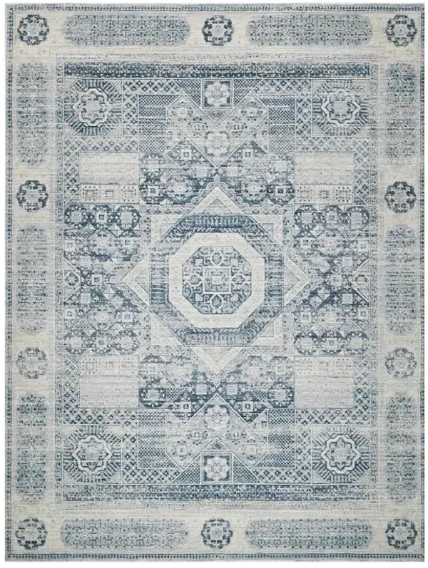 Nathan Vintage Loom Blue Oushak Patterned Rug - 12'x15'