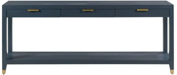 Gibson Rustic Lodge Navy Blue Oak Brass Rectangular Console Table