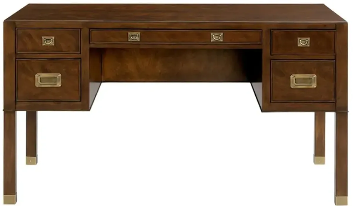 Grenville Mid Century Modern Montserrat Brown Wood Desk