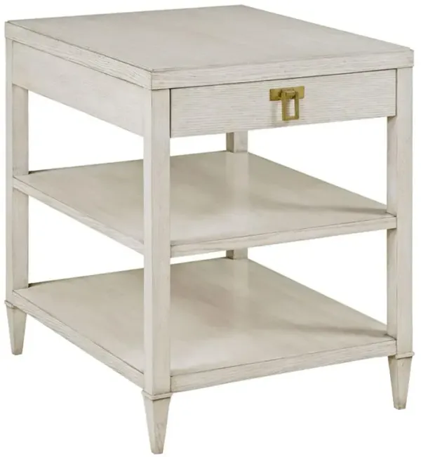Lianna Coastal Beach Luna White Wood Rectangular Side Table