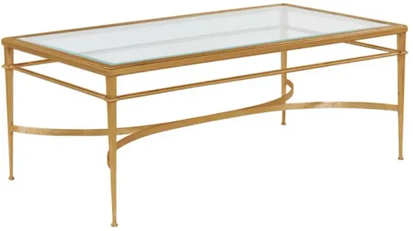 Madeline Regency Beveled Glass Gold Steel Rectangular Coffee Table