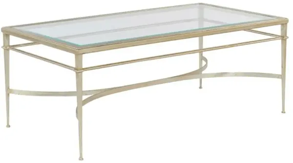 Madeline Regency Beveled Glass Silver Steel Rectangular Coffee Table