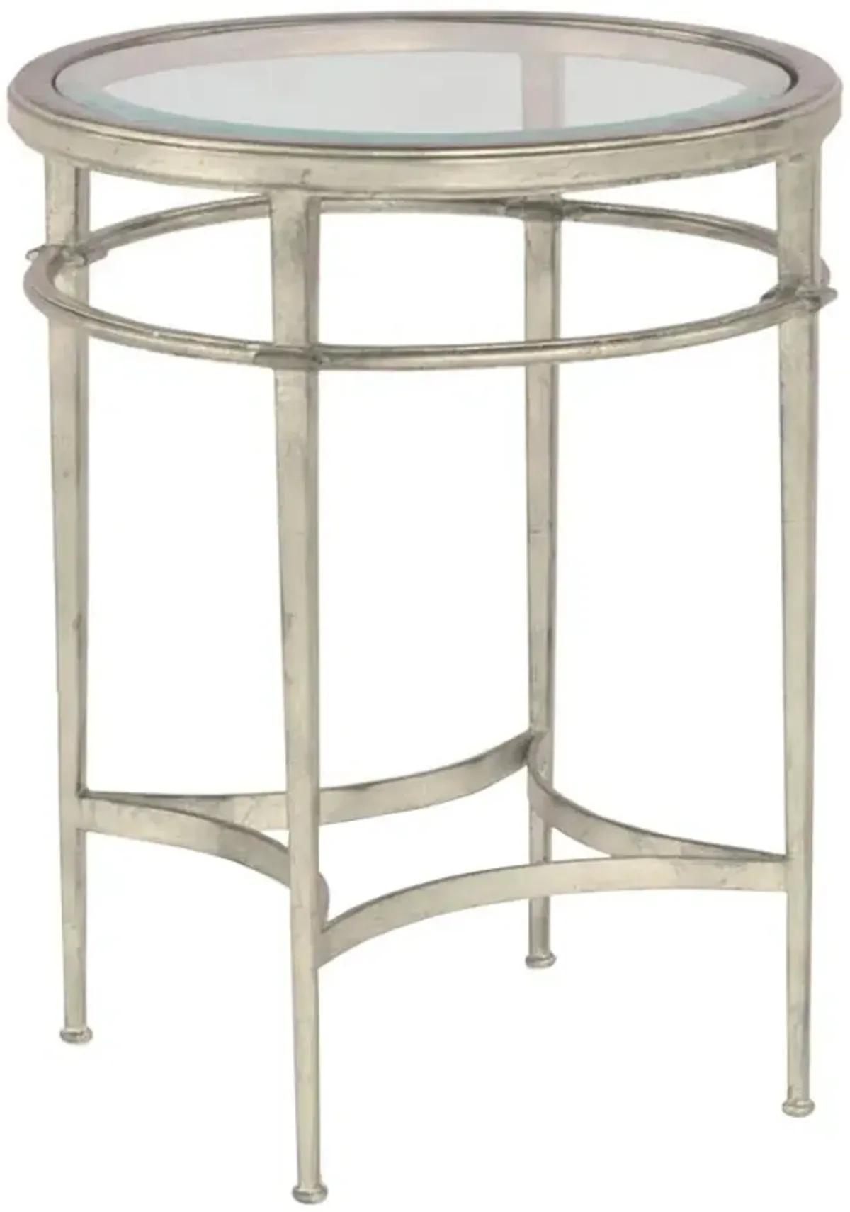 Madeline Beveled Glass Silver Steel Round Side Table - Small