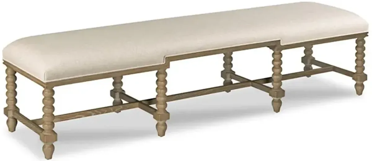 Nathaniel Updated Traditional Cream Performance Vintage Brown Oak Bench
