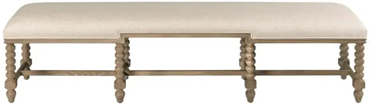 Nathaniel Updated Traditional Cream Performance Vintage Brown Oak Bench