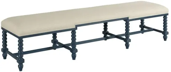 Nathaniel Updated Traditional Cream Performance Navy Blue Oak Bench